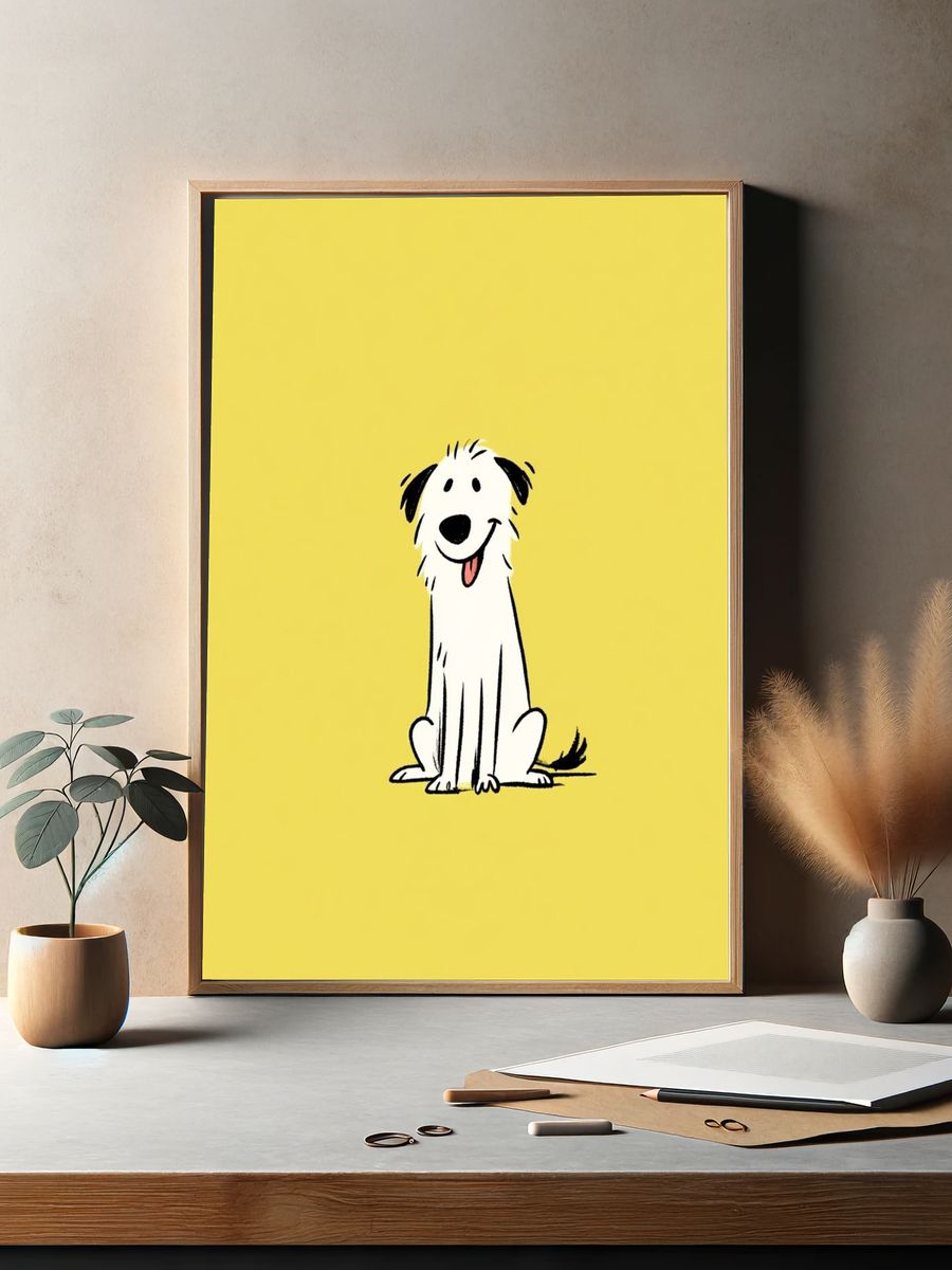 Happy Dog Illustration Poster. — room view 2