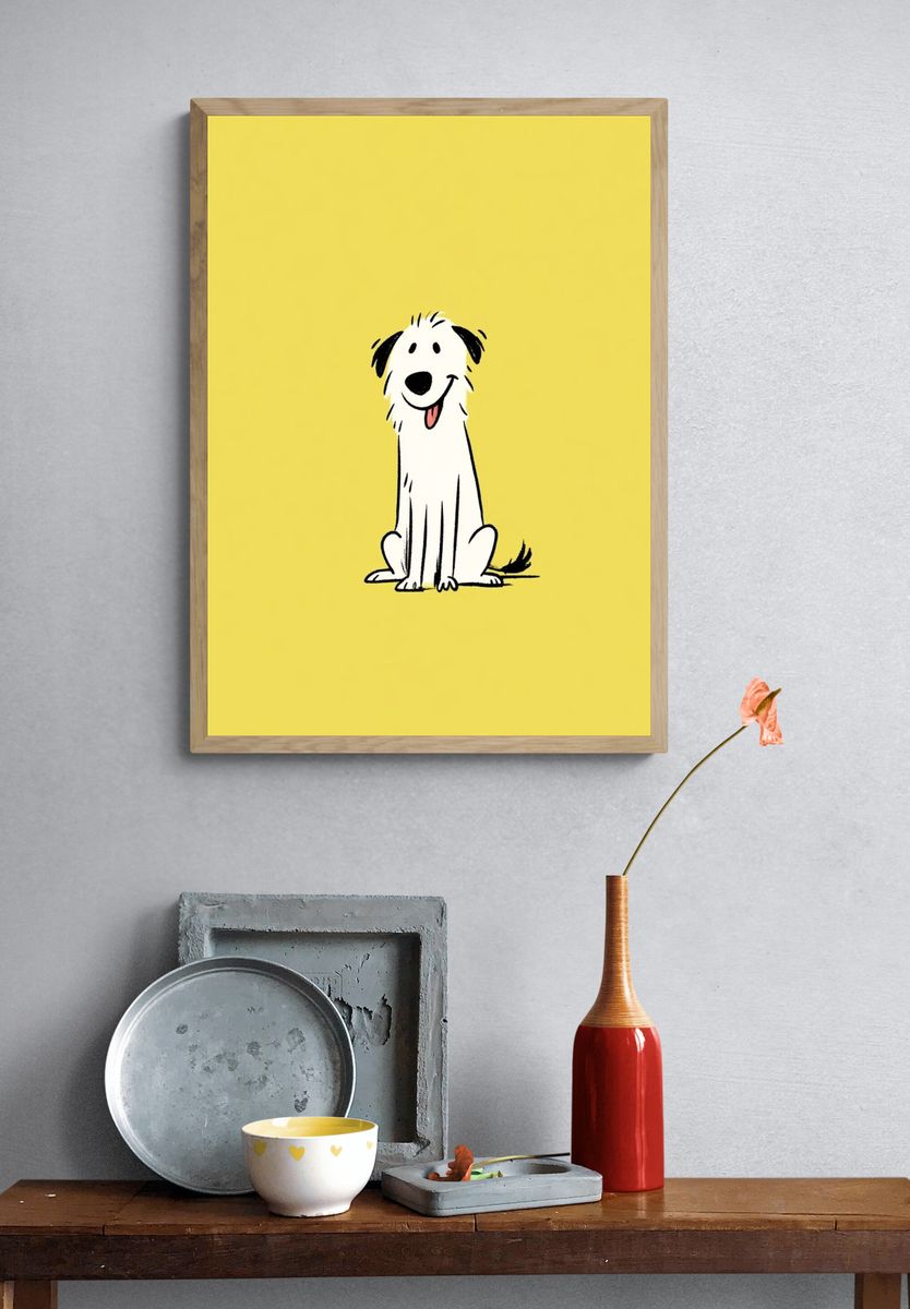 Happy Dog Illustration Poster. — room view 3