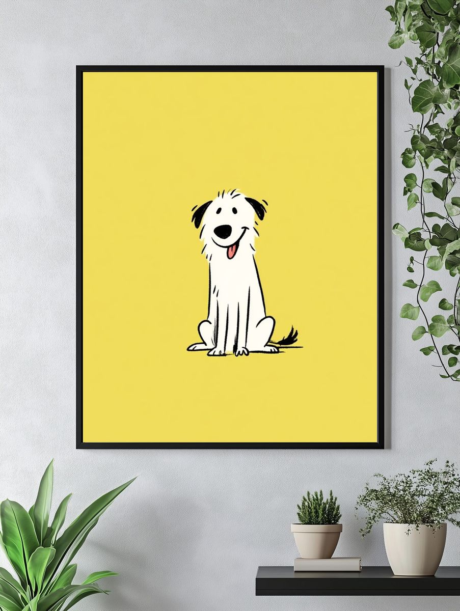 Happy Dog Illustration Poster. — room view 4