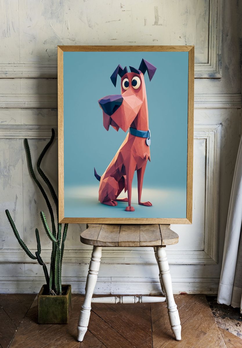 Low-Poly Dog Illustration Poster. — room view 1
