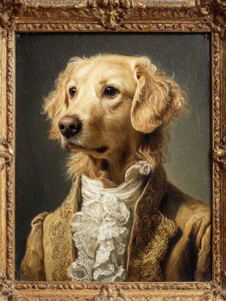 Golden Retriever in Vintage Attire Poster. poster — animals art