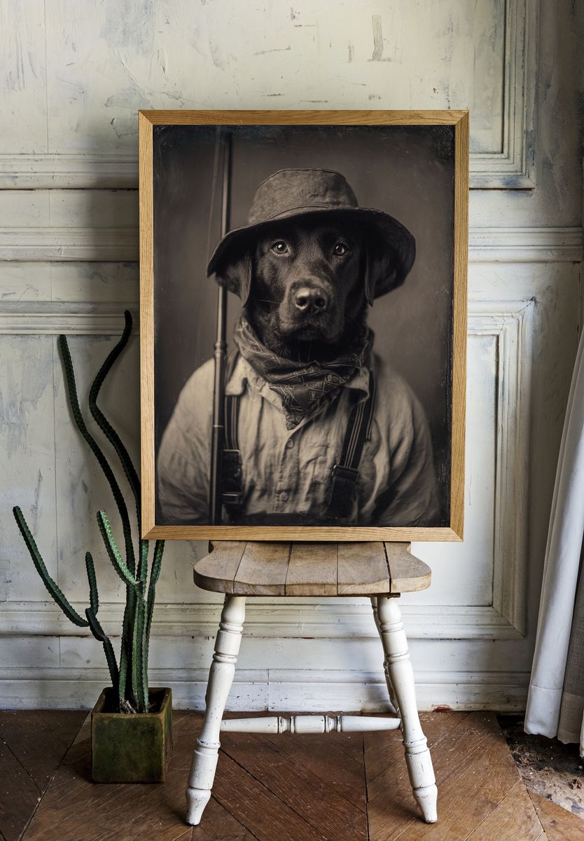 Labrador Retriever in Vintage Attire Poster room preview