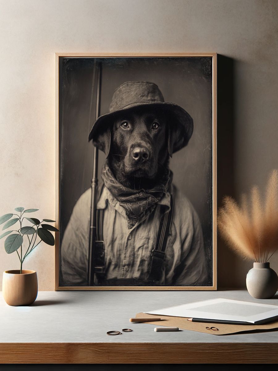 Labrador Retriever in Vintage Attire Poster. — room view 2
