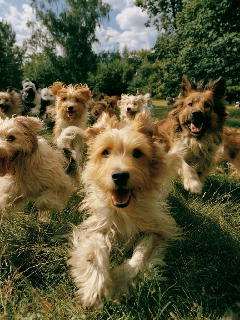Happy Dogs in the Park Photography Poster. poster detail