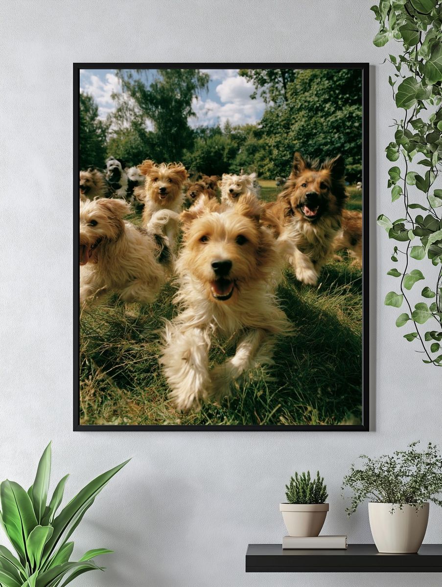 Happy Dogs in the Park Photography Poster. — room view 4