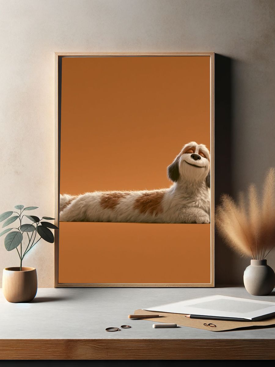 Relaxed Dog Portrait Poster. — room view 2