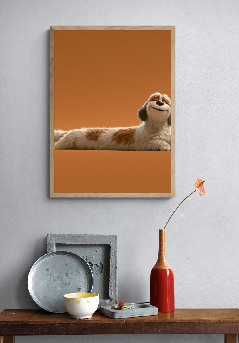 Relaxed Dog Portrait Poster. — room view 3