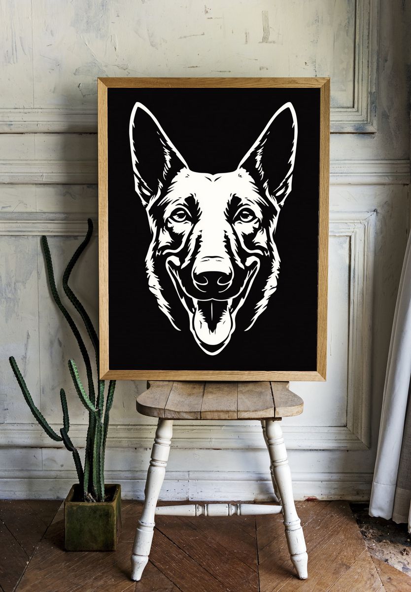 German Shepherd Line Art Poster room preview