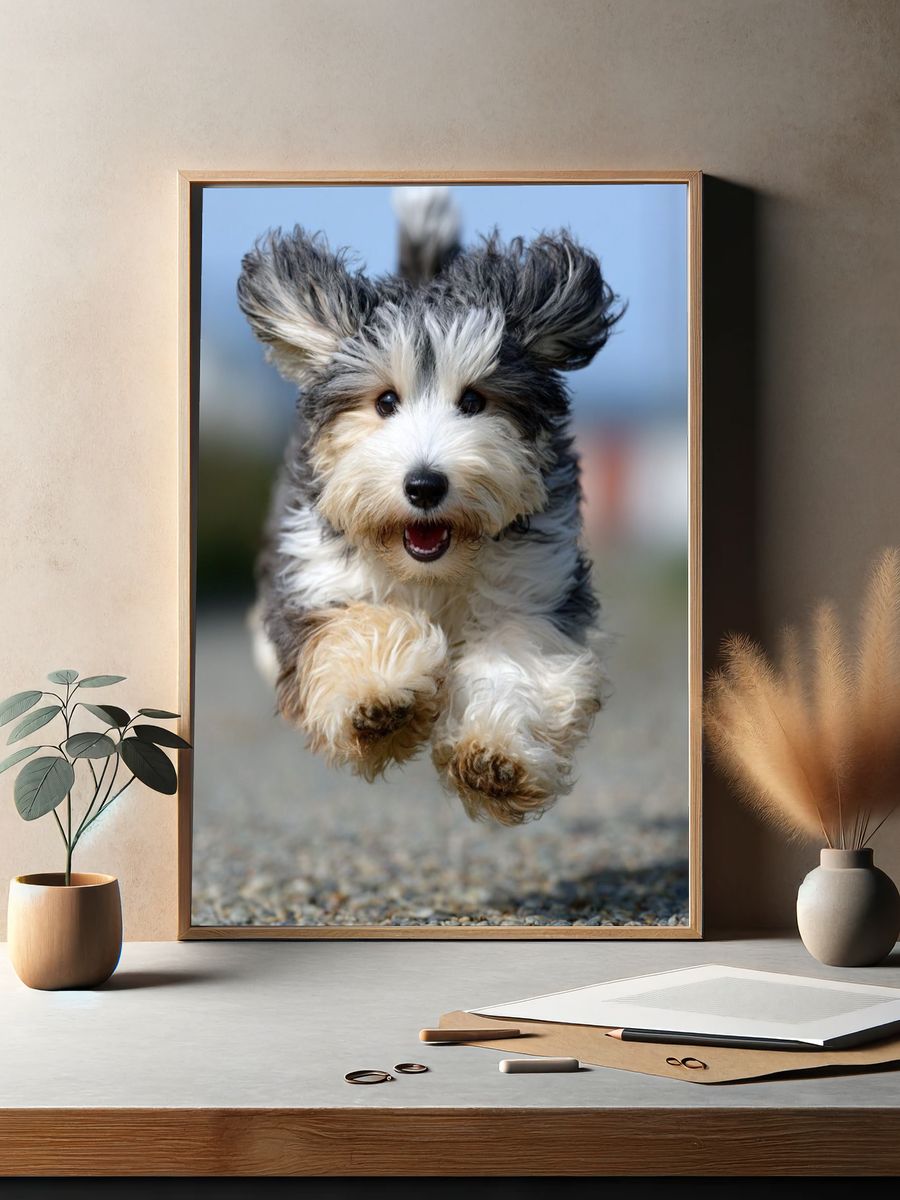 Playful Dog Running — Photography Print. — room view 2