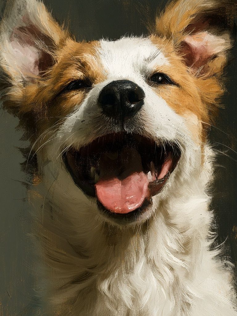 Happy Dog Portrait Print. poster detail