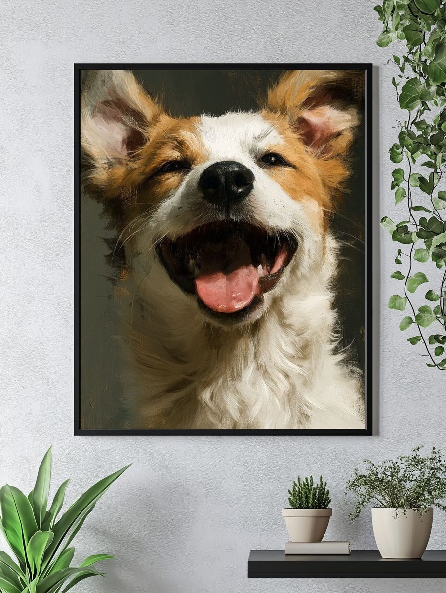 Happy Dog Portrait Print. — room view 4