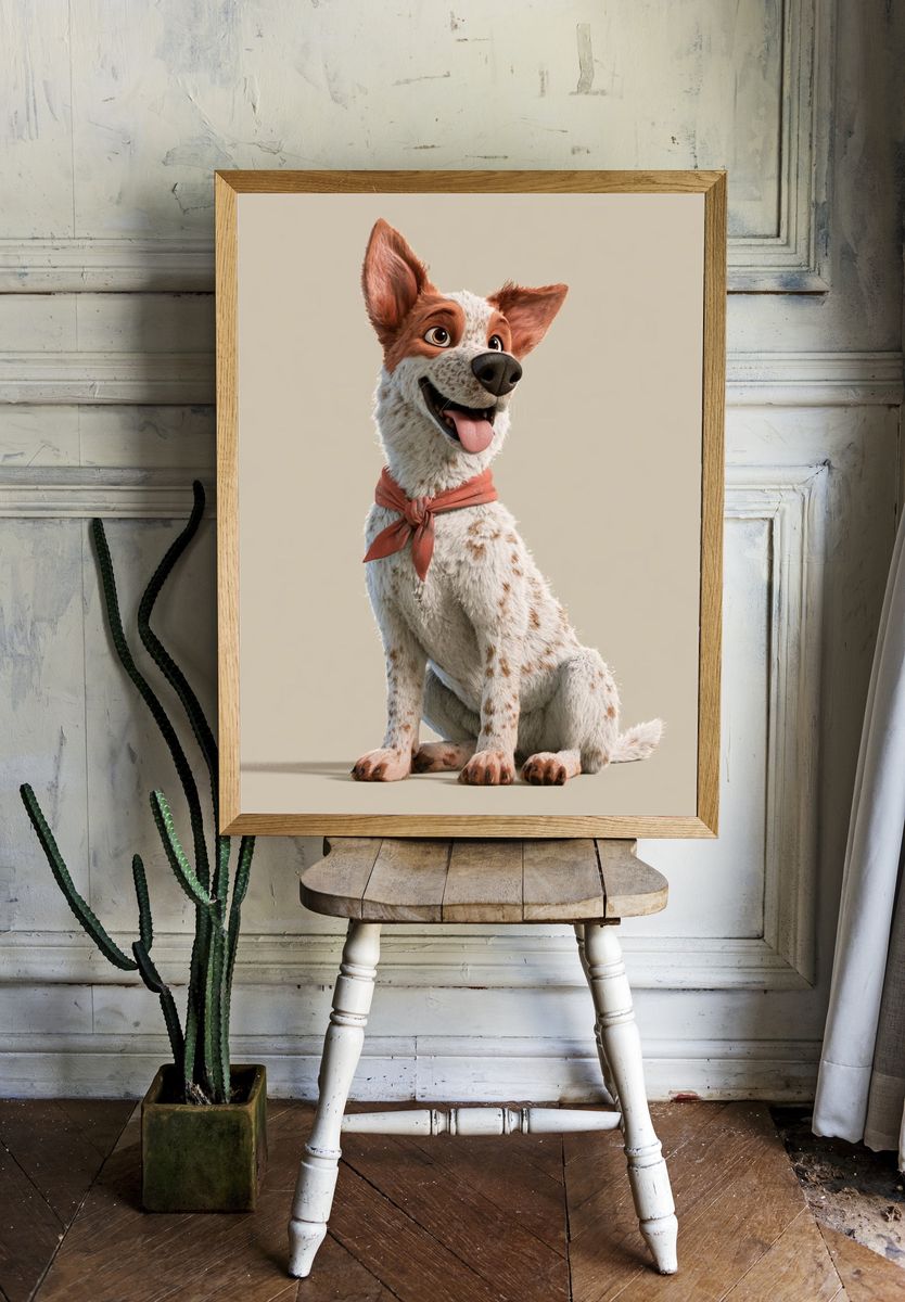Happy Dog Portrait Poster. — room view 1