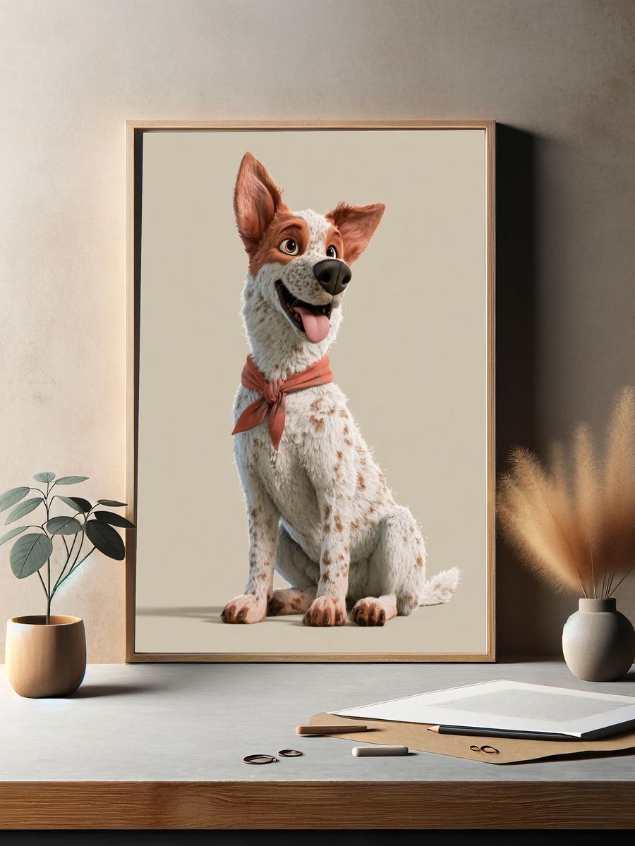 Happy Dog Portrait Poster. — room view 2