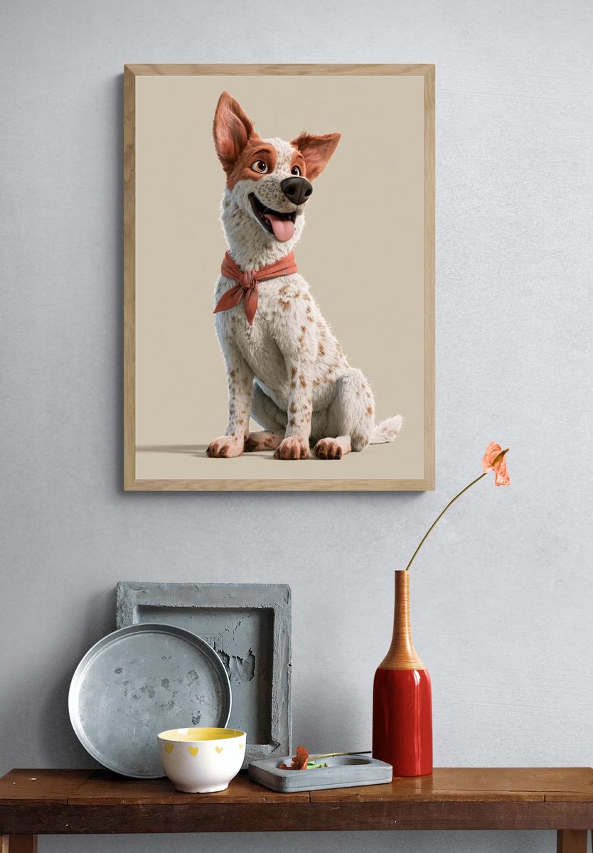 Happy Dog Portrait Poster. — room view 3