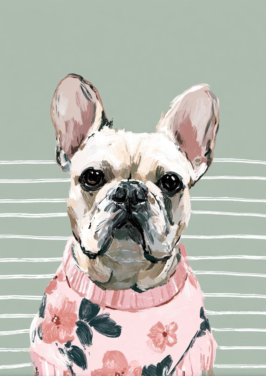 French Bulldog in Floral Sweater Poster. poster detail