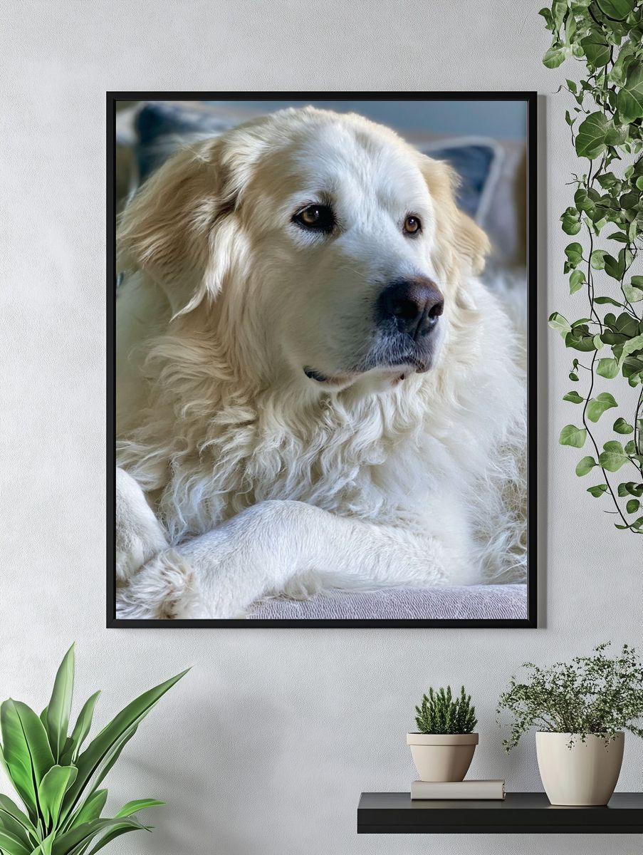 Golden Retriever Portrait Print. — room view 4
