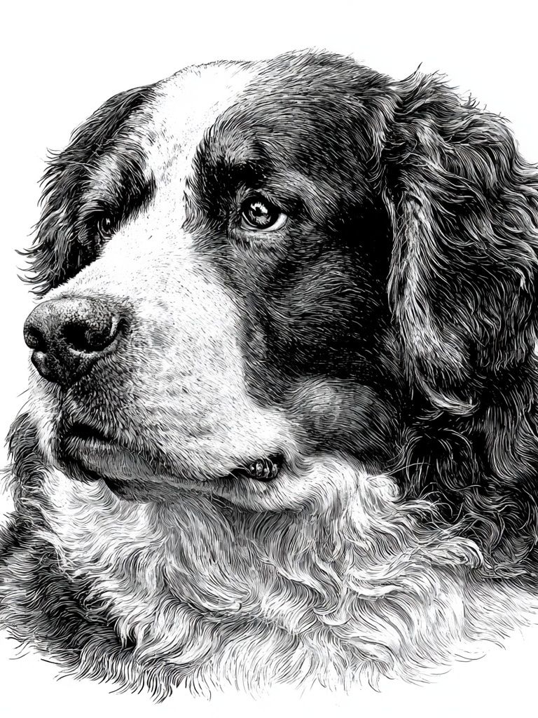 Bernese Mountain Dog Portrait Print. poster — animals art