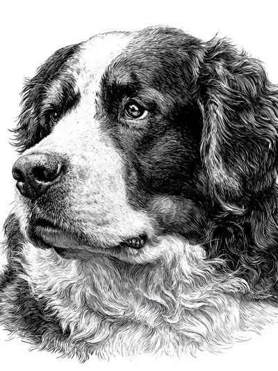 Bernese Mountain Dog Portrait Print. poster