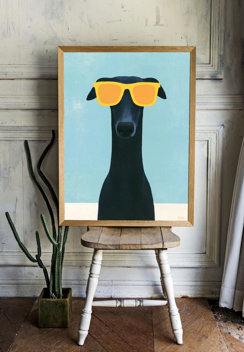 Cool Dog with Sunglasses Print. — room view 1