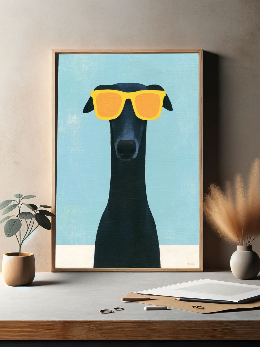 Cool Dog with Sunglasses Print. — room view 2