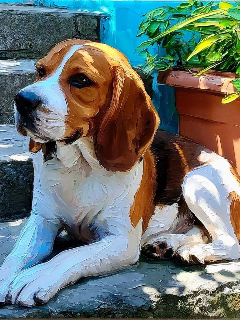 Beagle Sunlit Steps Poster. poster — animals art