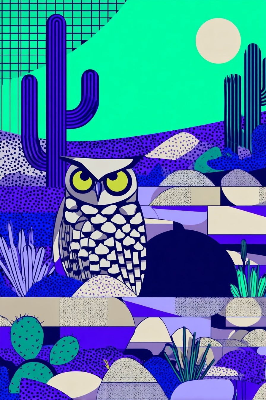 Desert Owl Illustration Poster. poster — illustration art