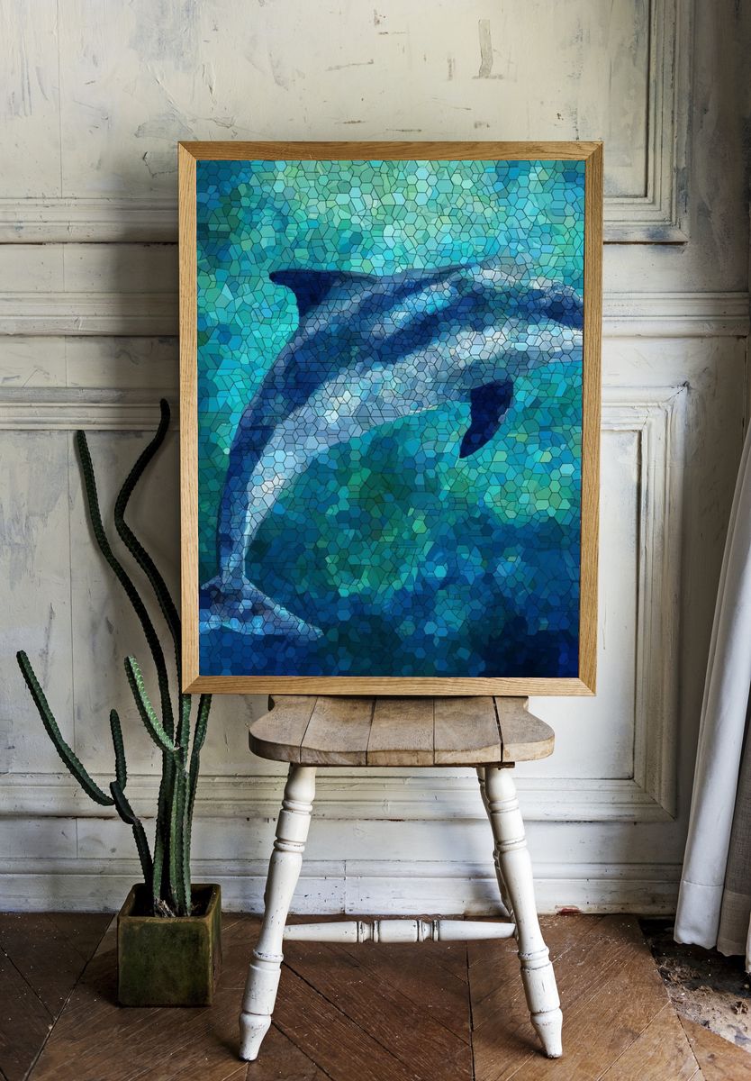 Dolphin Mosaic Poster. room preview