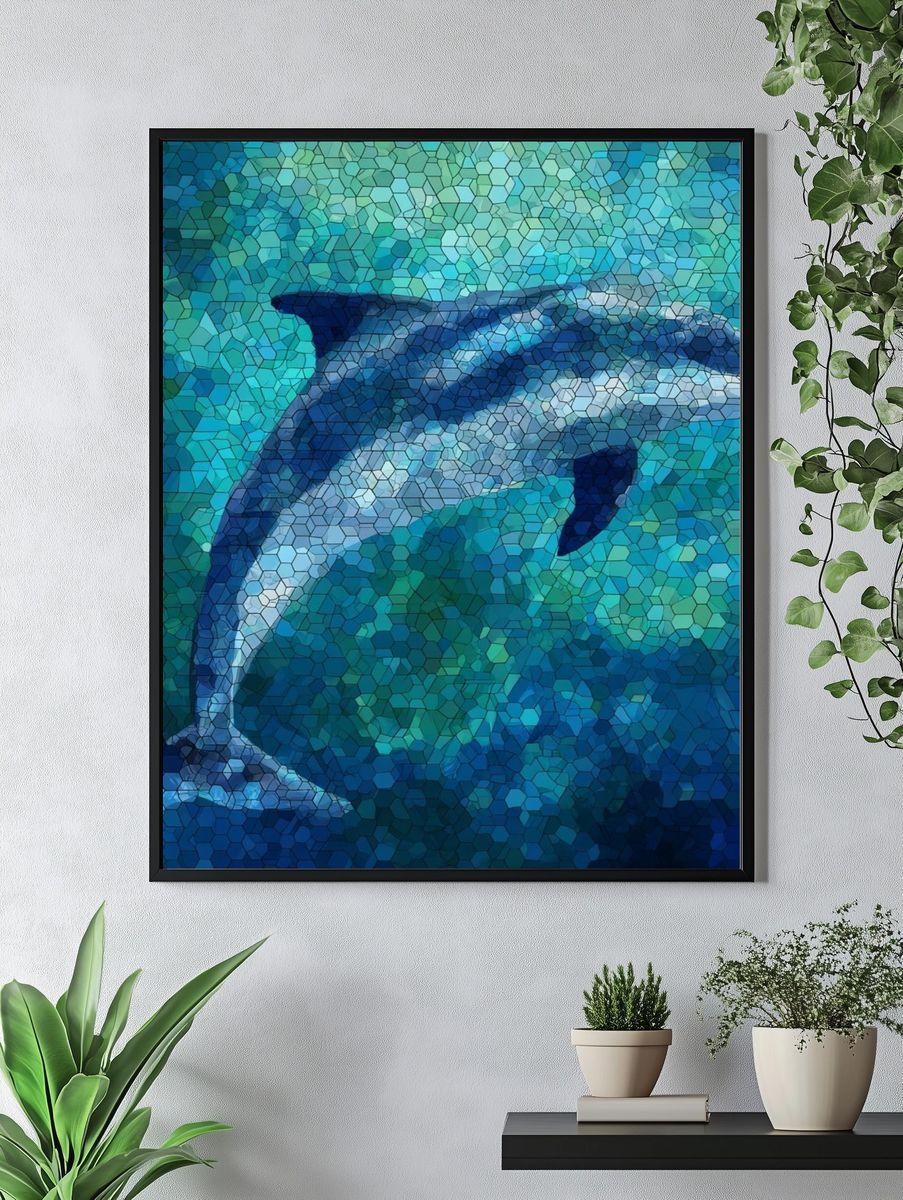 Dolphin Mosaic Poster. — room view 4