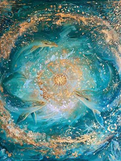 Dolphin Cosmic Swirl Poster. poster
