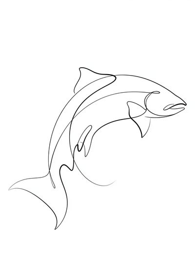 Dolphin Line Art Poster. poster