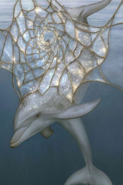 Dolphin Dreamscape Illustration Poster. poster