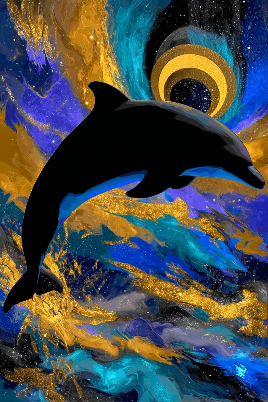 Dolphin Cosmic Swirl Poster. poster — animals art