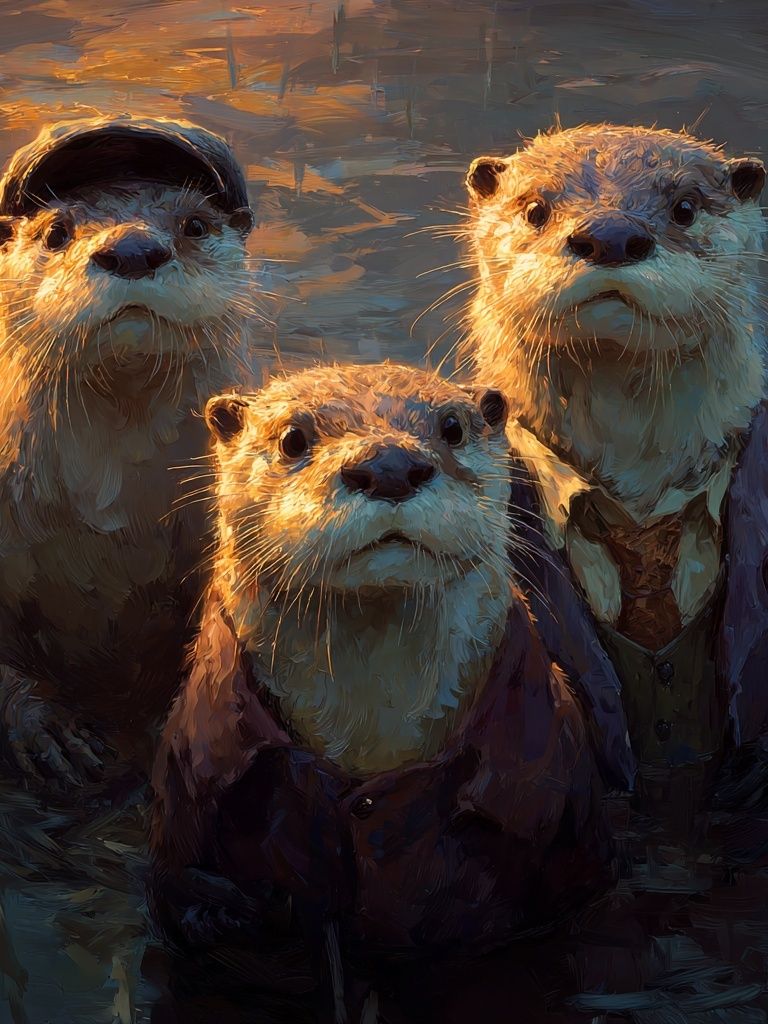 Dapper Otters — Illustration Print. poster — illustration art