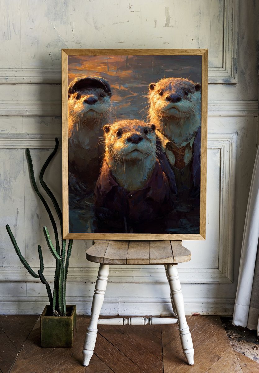 Dapper Otters — Illustration Print. room preview