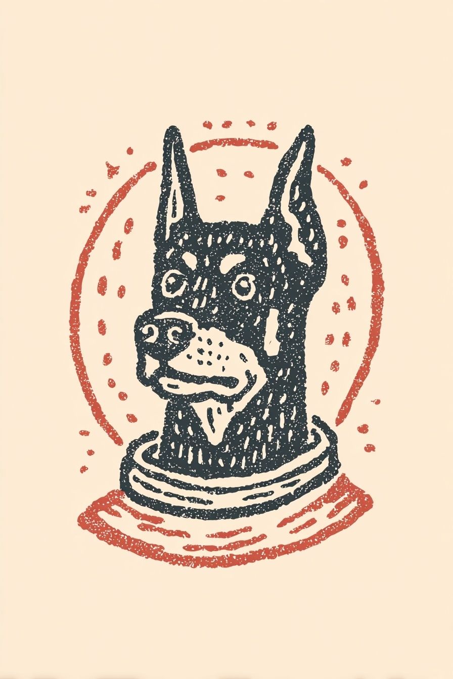 Doberman Portrait Illustration Poster. poster — animals art