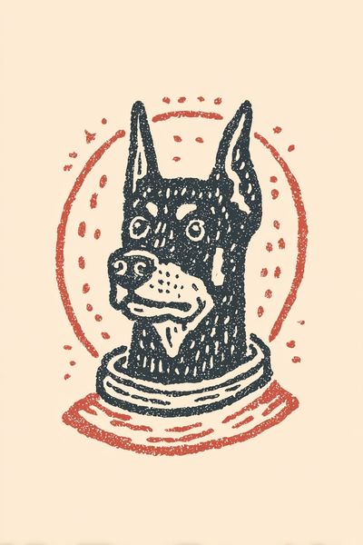 Doberman Portrait Illustration Poster. poster