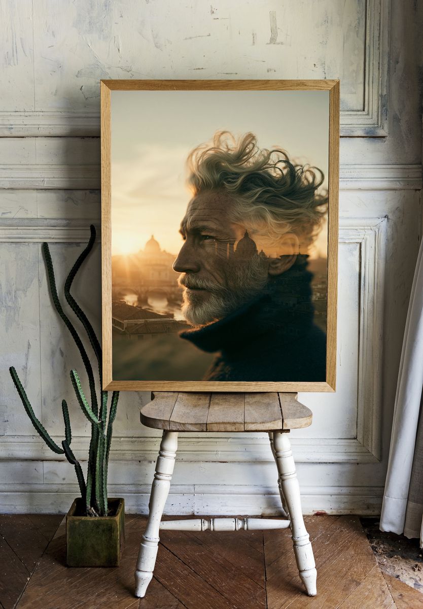 Double Exposure Portrait Print. room preview