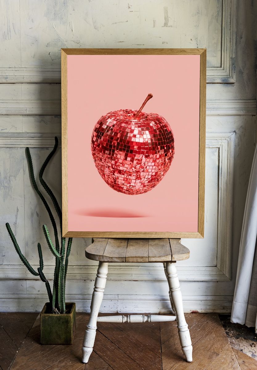 Disco Apple Photography Poster. room preview