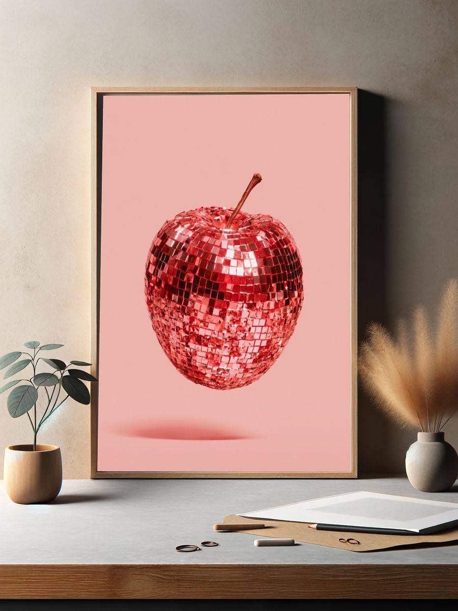 Disco Apple Photography Poster. — room view 2