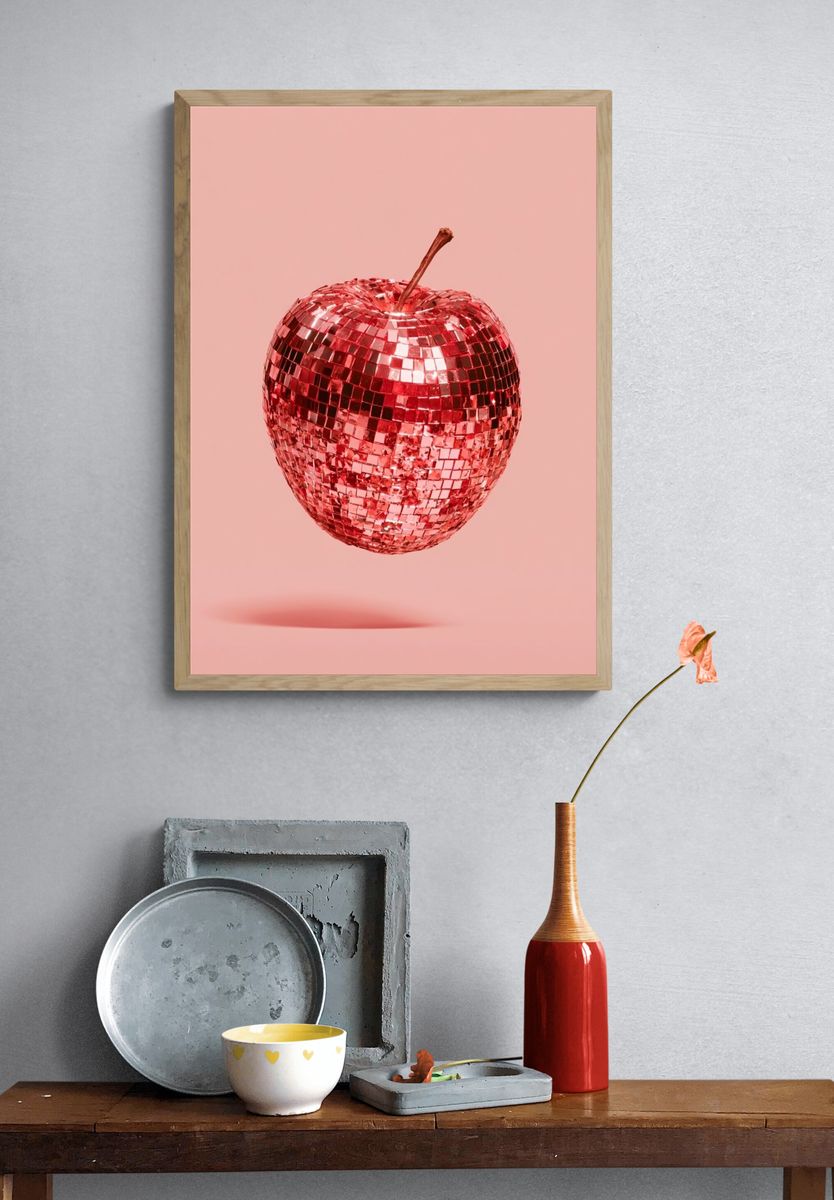 Disco Apple Photography Poster. — room view 3