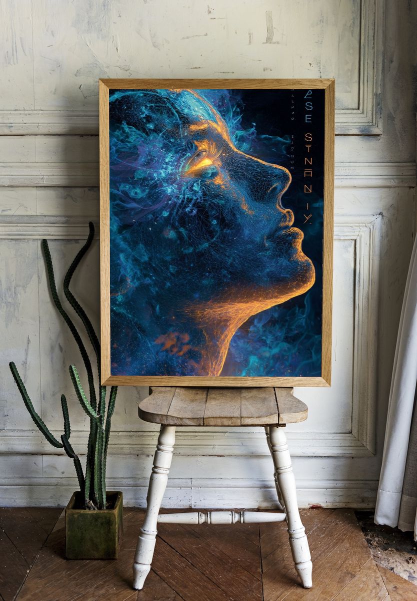 Abstract Human Profile — Digital Art Print. — room view 1