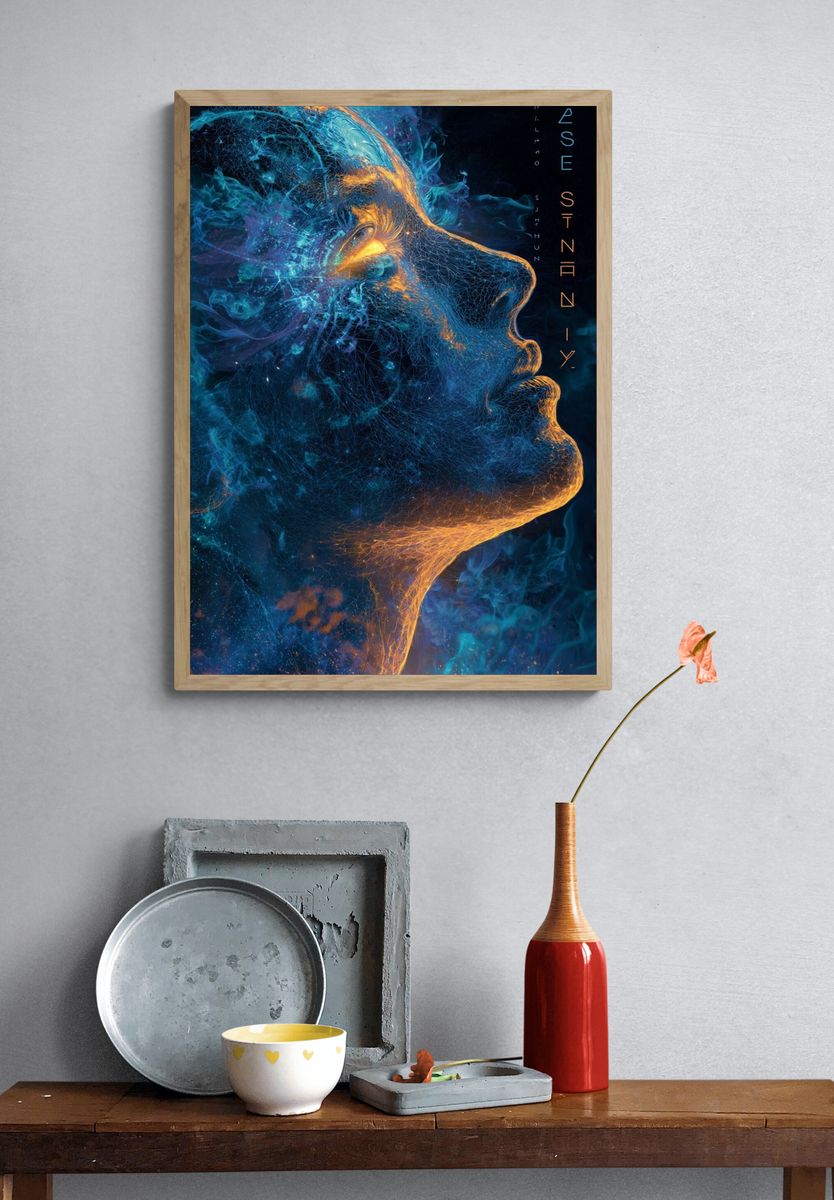 Abstract Human Profile — Digital Art Print. — room view 3