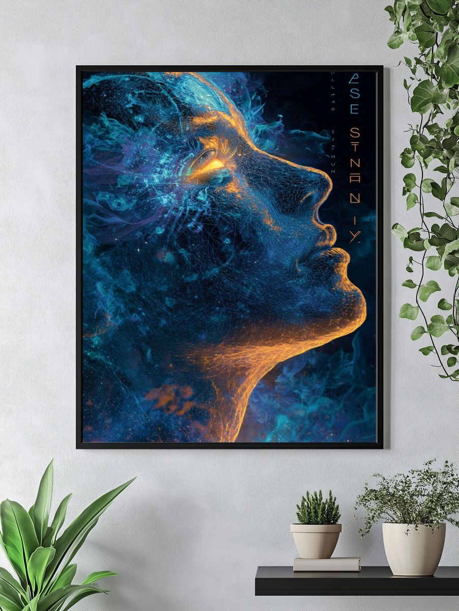Abstract Human Profile — Digital Art Print. — room view 4
