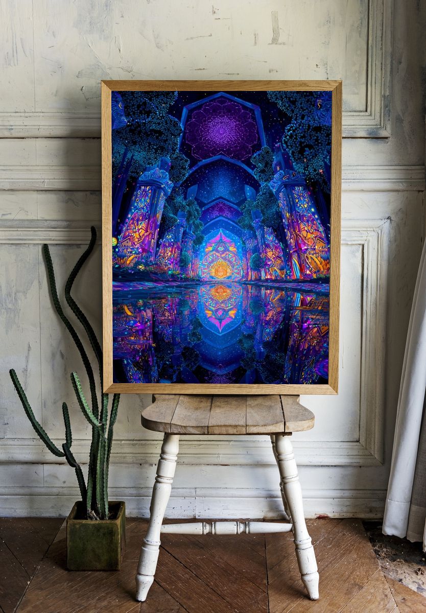 Mystical Forest Path — Digital Art Print. room preview