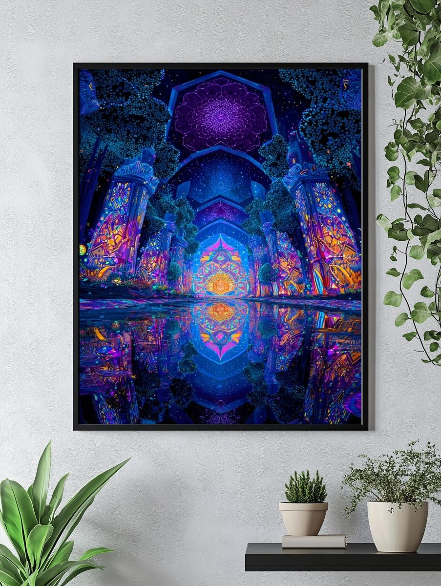 Mystical Forest Path — Digital Art Print. — room view 4