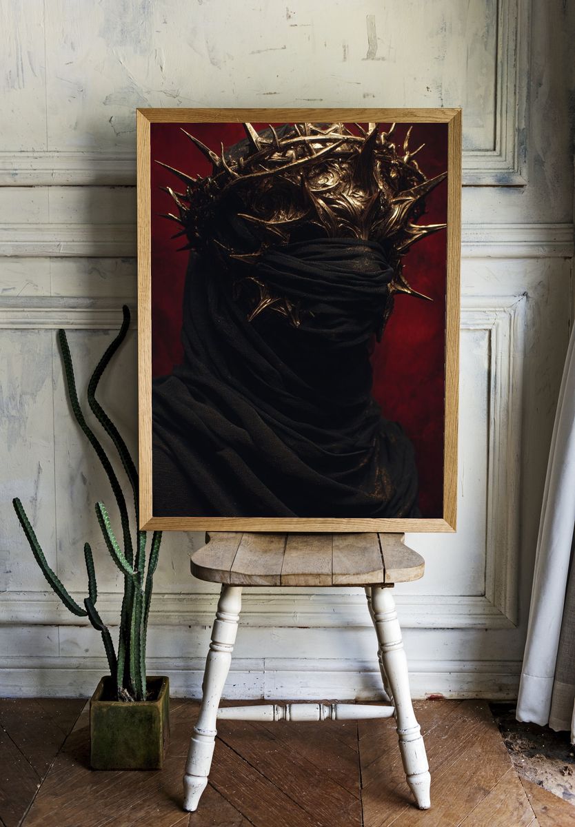 Crowned Figure — Dark Art Print. — room view 1