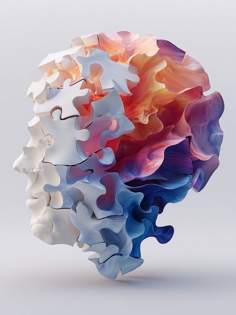 Abstract Puzzle Head — Digital Art Print. poster — fine-art art