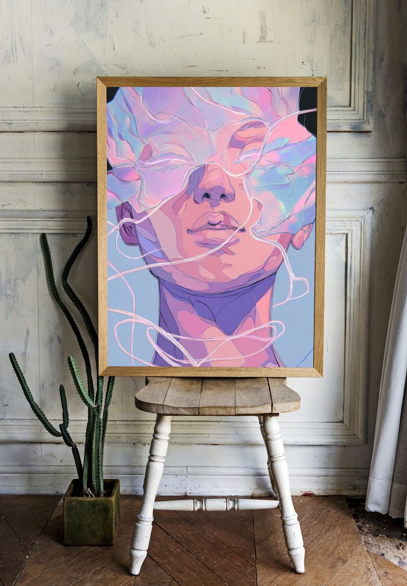 Dreamy Portrait — Digital Art Print. — room view 1