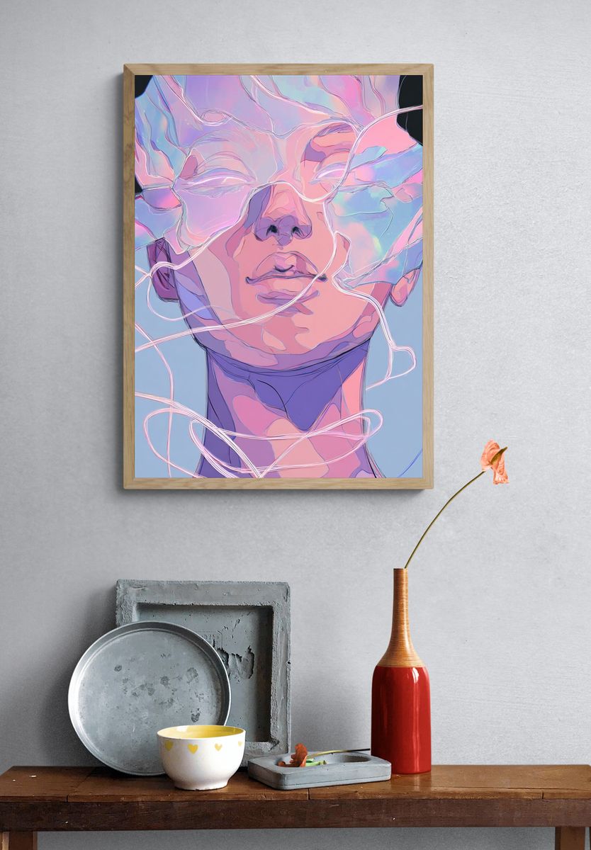 Dreamy Portrait — Digital Art Print. — room view 3