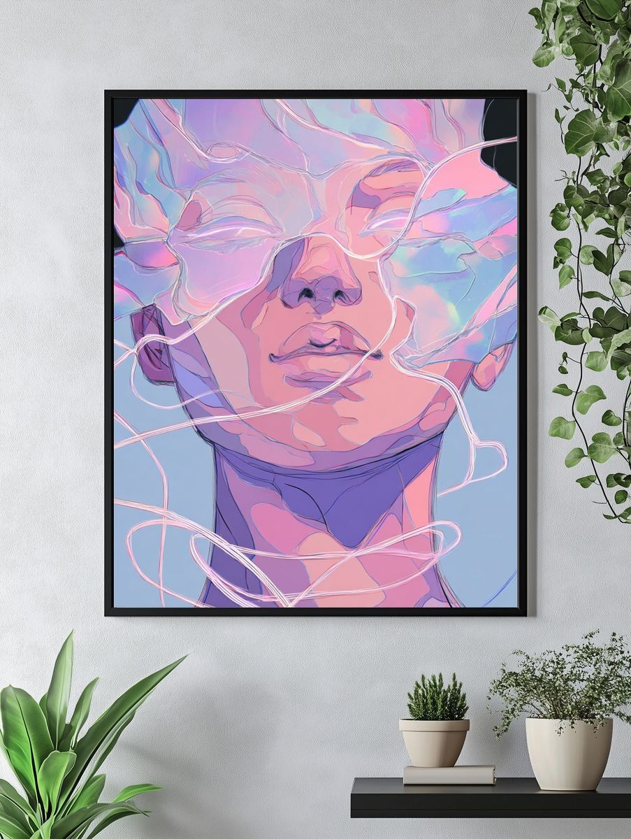 Dreamy Portrait — Digital Art Print. — room view 4